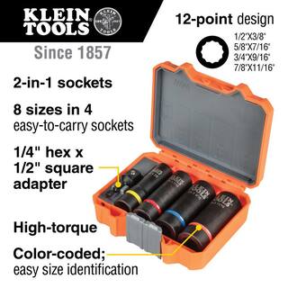 Klein Tools 2-In-1 Impact Socket Set (5-Piece) 66040