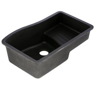 Swan Ascend Undermount Granite 32 in. 0-Hole Single Bowl Kitchen Sink in Nero QU03322AD.077