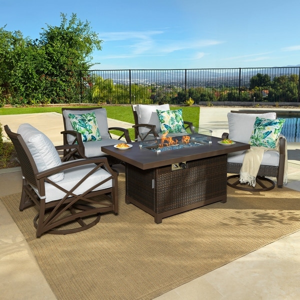 Kinger Home Novi Rattan 5Piece Outdoor Patio Furniture Set