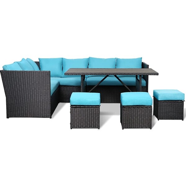 AECOJOY 7 Pieces Patio Furniture Set Outdoor Sectional Sofa Rattan Conversation Set