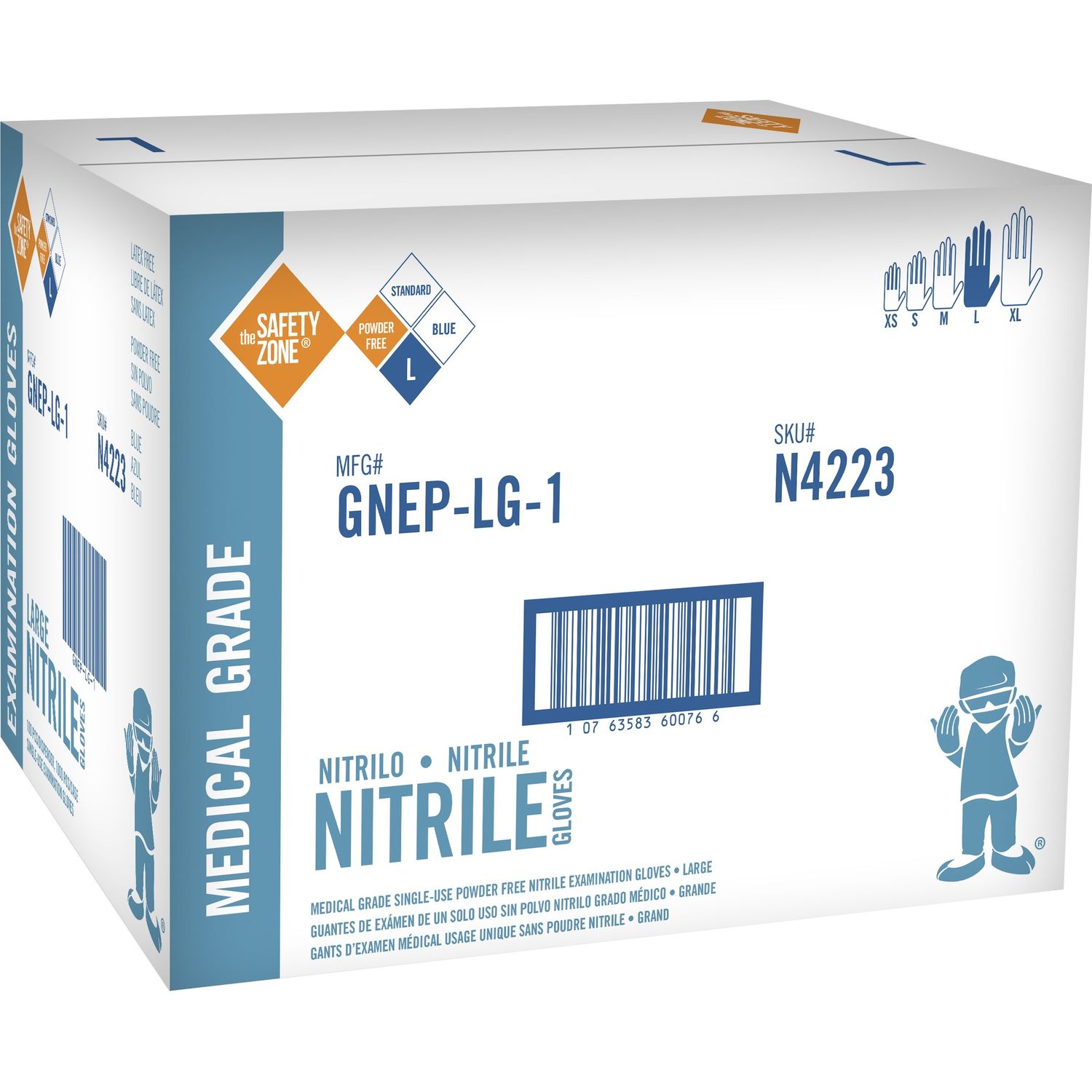 Powder Free Blue Nitrile Gloves by The Safety Zone SZNGNEPLG1