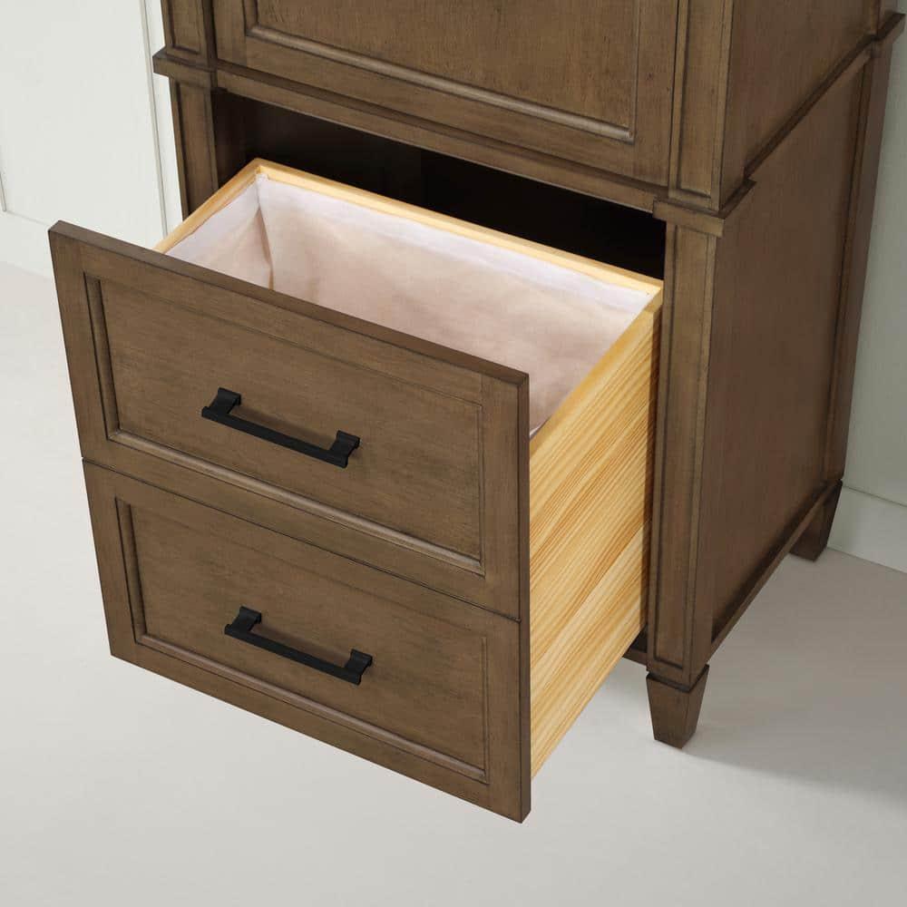 Home Decorators Collection Caville 24 in W x 16 in D x 60 in H Brown Linen Cabinet in Almond Latte