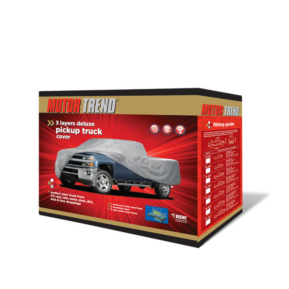 MotorTrend Pick Up Truck Car Cover， 3 Layers， Outdoor Tough， Waterproof， Small