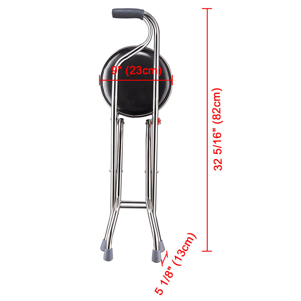 Yescom Medical Folding Walking Cane w/ Seat Lightweight Stool