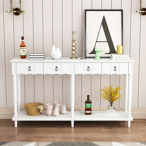 Console Table for Living Room with 4 Storage Drawers and 1 Shelf