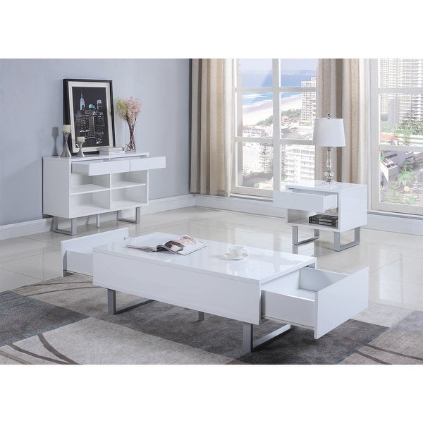 Coffee Table with 2 Drawers in White