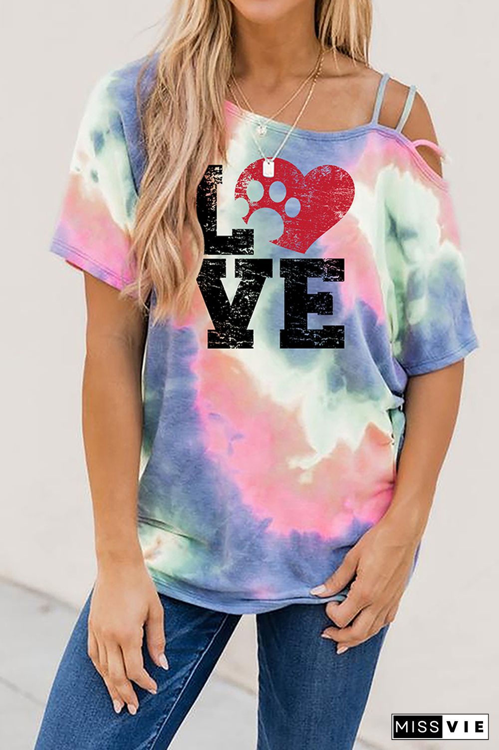 LOVE Printed Tie Dyed Tee