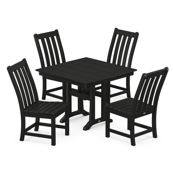 POLYWOOD Vineyard 5Piece Farmhouse Trestle Side Chair Dining Set