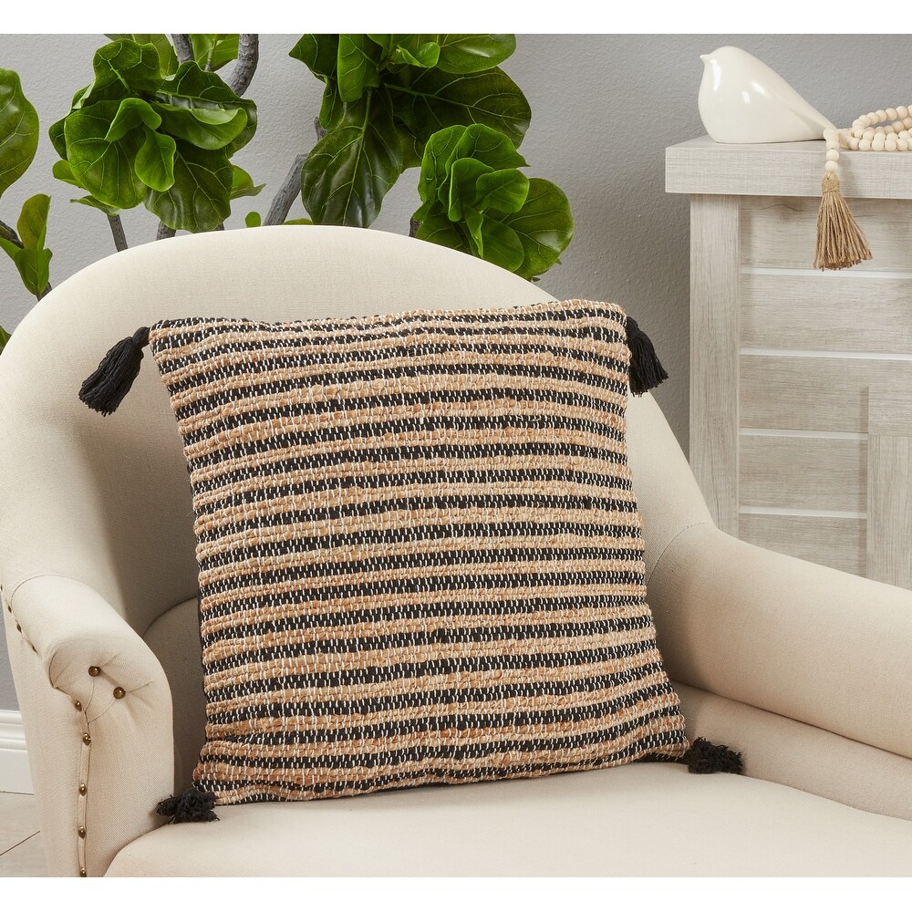 Striped Pillow With Tassel Design  20\