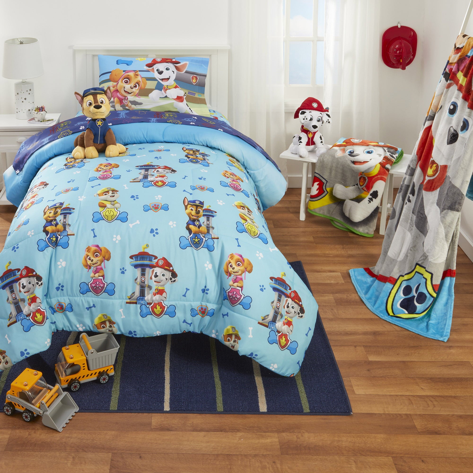 PAW Patrol Kids Comforter and Sham， 2-Piece Set， Twin/Full， Reversible， Blue， Nickelodeon