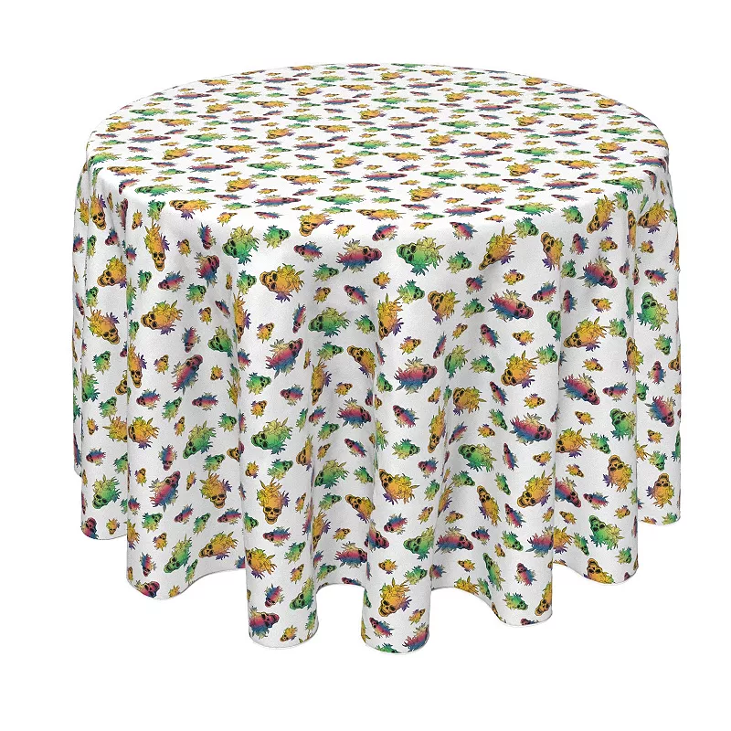 Round Tablecloth， 100% Polyester， 90 Round， Orchid Rocker Skulls