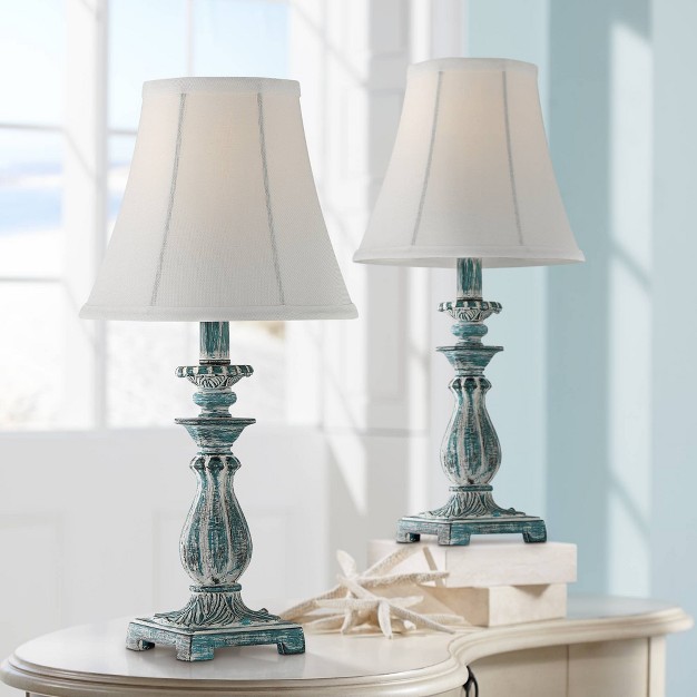 High Set Of 2 Antique Blue White Bell Shade For Bedroom Living Room Bedside Nightstand Office