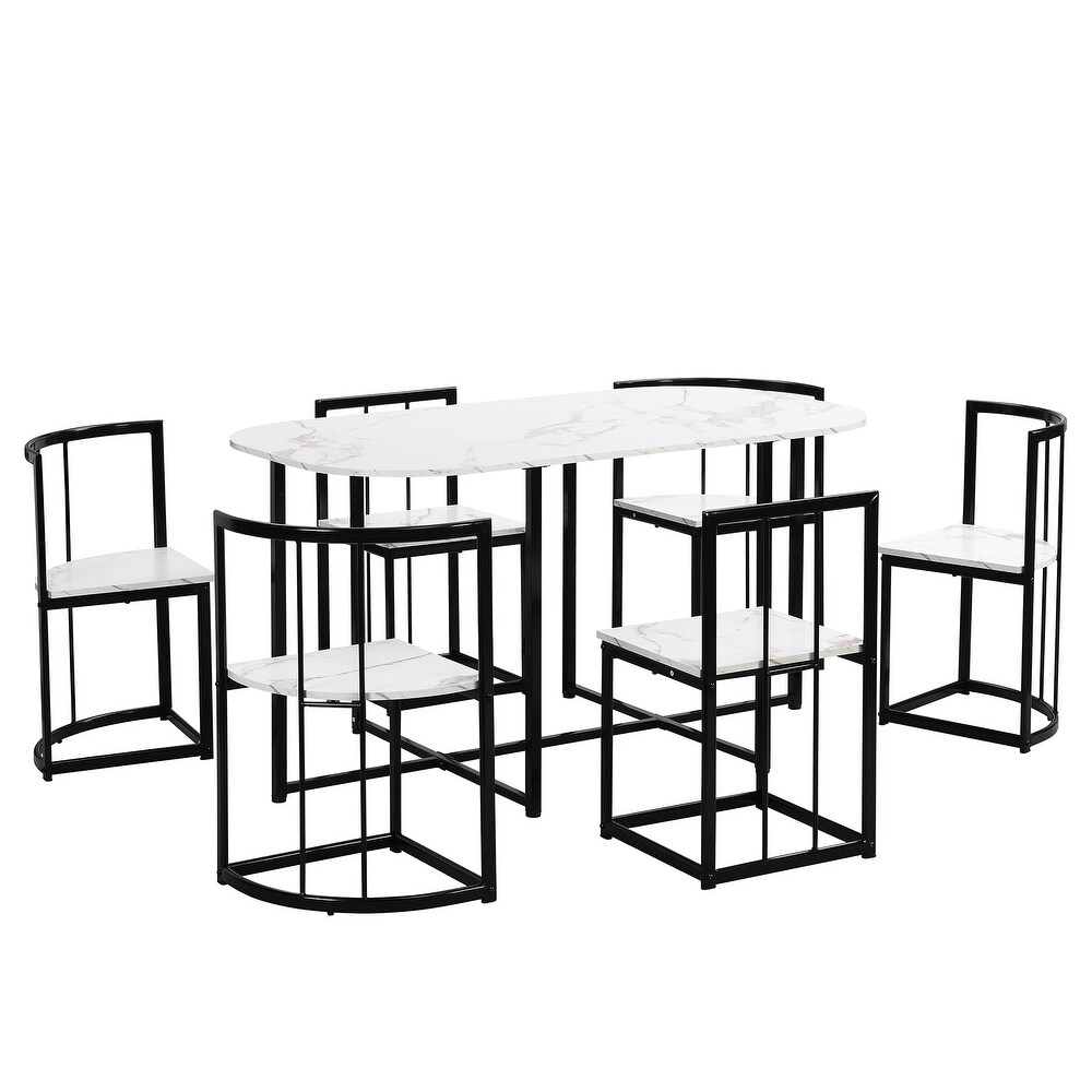 Classic Style 7 Piece Dining Set  Includes Dining Table  6 Chairs