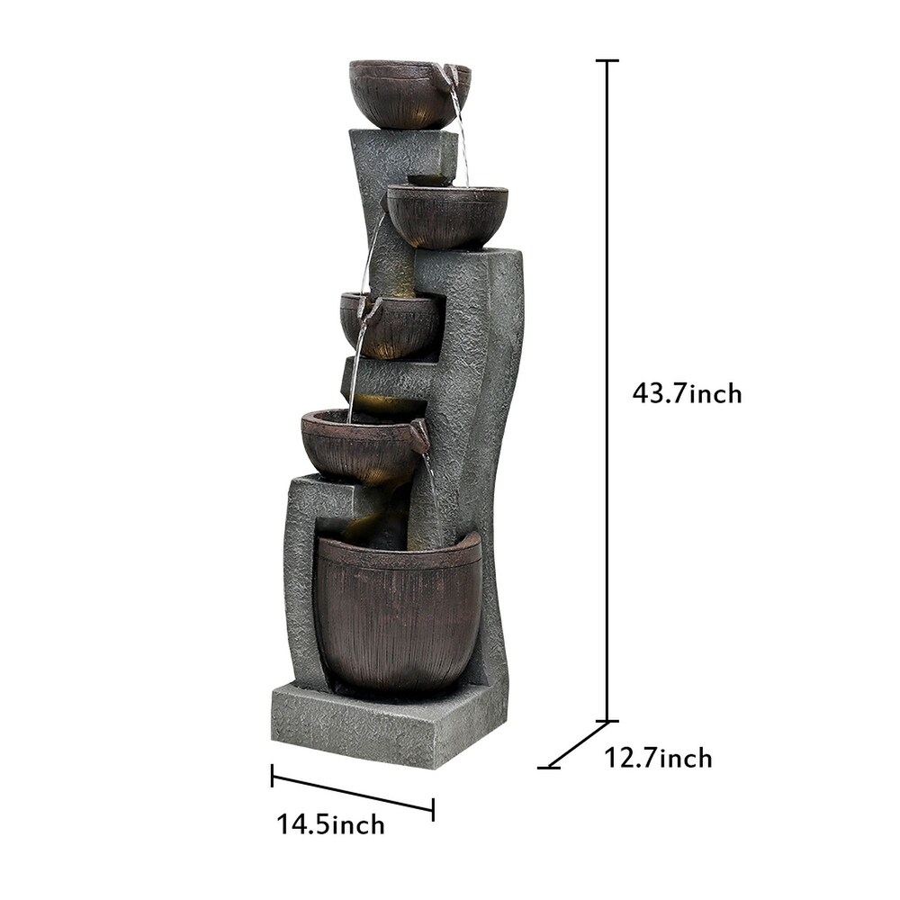 43.7'' Curving Water Fountain 5 Tier Resin Waterfall Outdoor