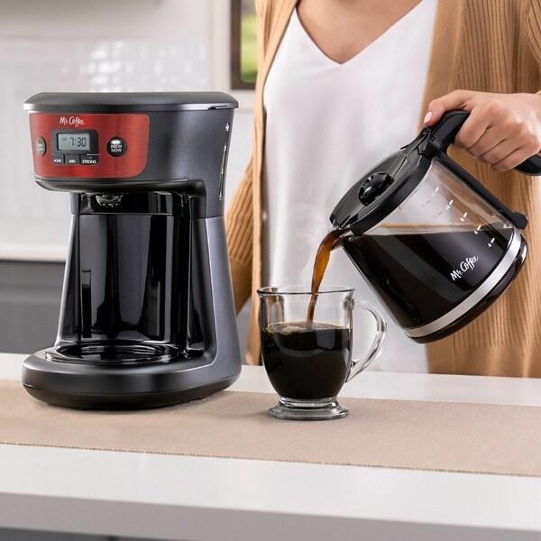 12 Cup Programmable Coffee Maker with Strong Brew Selector in Red