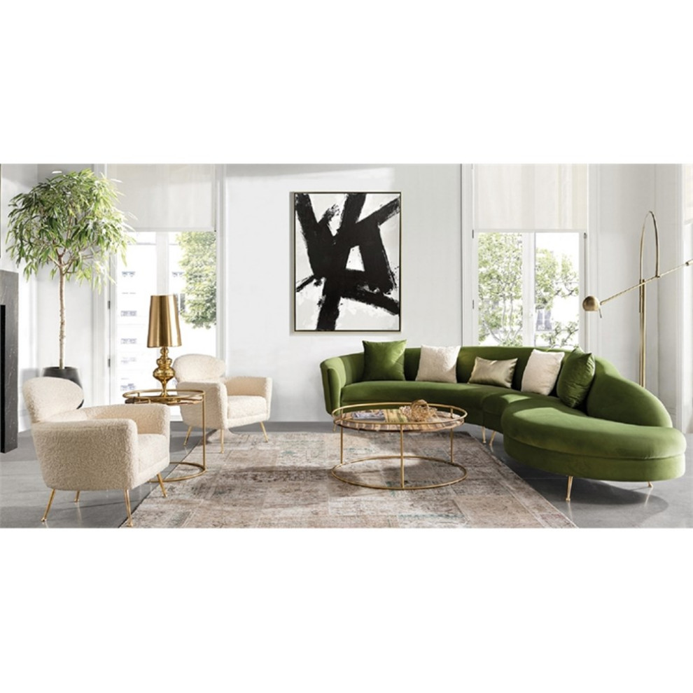 Pasargad Home Felice Modern Upholstered Armchair Cream   Midcentury   Armchairs And Accent Chairs   by Homesquare  Houzz