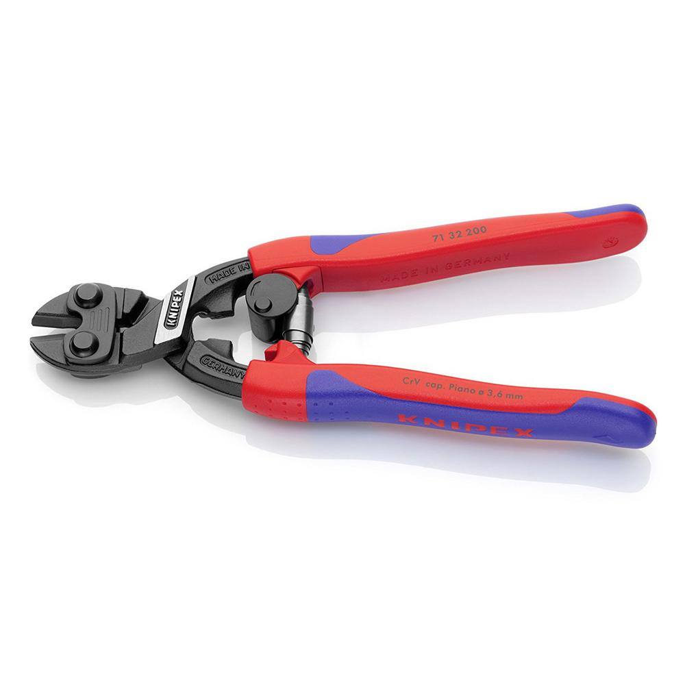 KNIPEX 8 in. High Leverage CoBolt Cut Notch and Spring with Comfort Grip 71 32 200