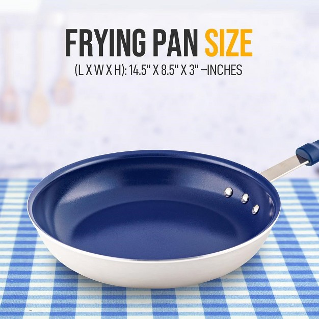 Small Fry Pan Small Skillet Nonstick Frying Pan With Silicone Handle Ceramic Coating Blue Silicone Handle