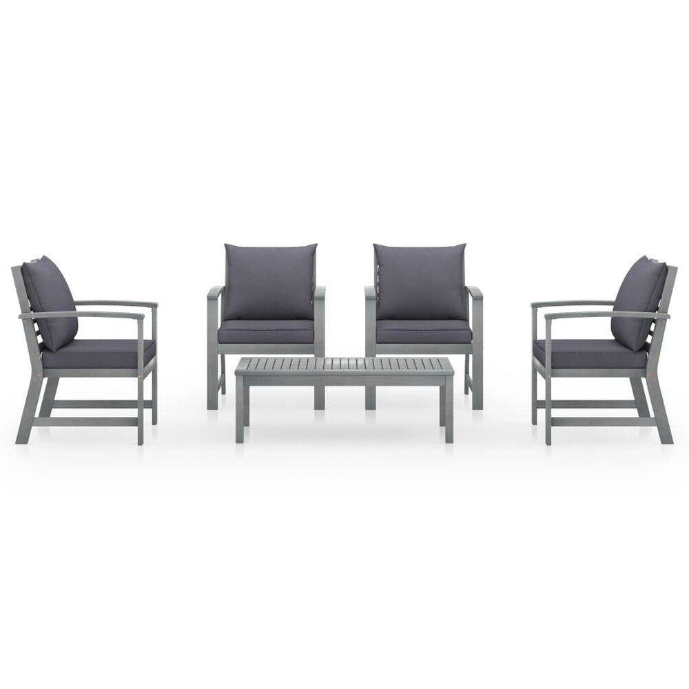 vidaXL 5 Piece Garden Lounge Set with Cushion Solid Acacia Wood Gray   39.4\