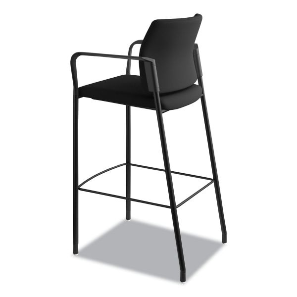 HON Accommodate? Series Café Stool with Fixed Arms， Black Fabric