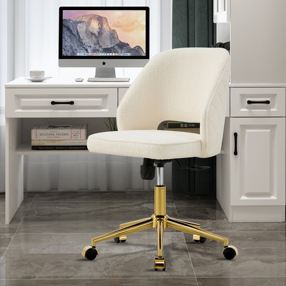 Velvet Office Chairs  Adjustable 360 °Armless Swivel