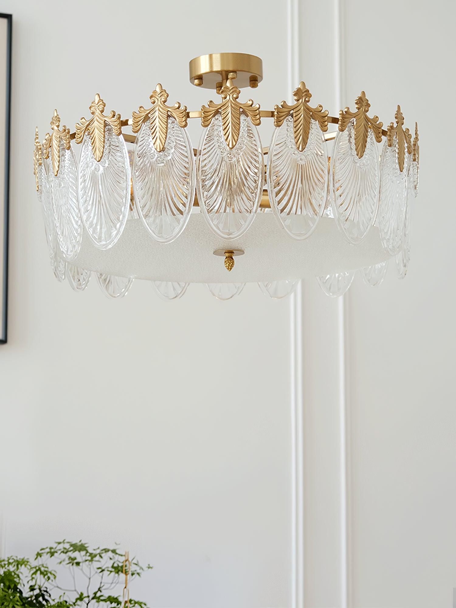 Decorative Pattern Glass Round Chandelier