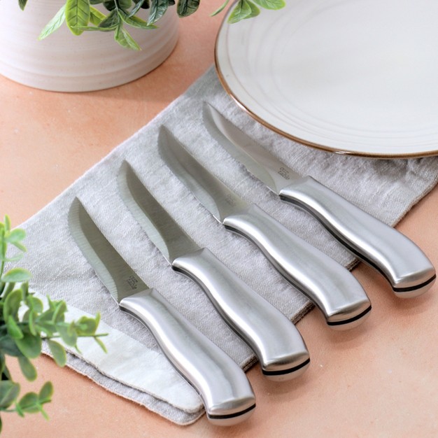 Our Table 4 Piece 4 5 Inch Stainless Steel Steak Knife Set With Stainless Steel Handles