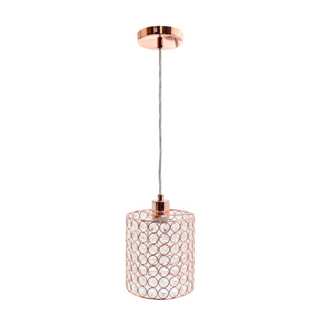 Elipse Crystal Cylinder Pendant Ceiling Light Rose Gold Elegant Designs