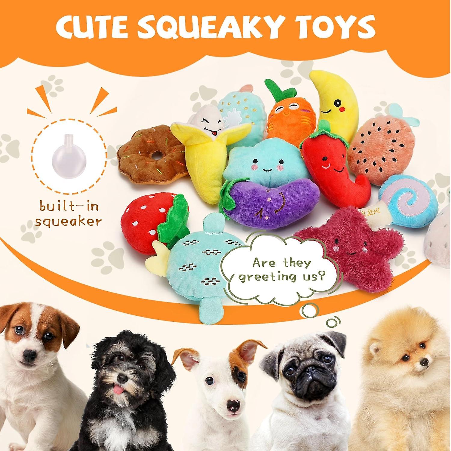 Charming Chorus-20 Pack Squeaky Dog Toys Set， Plush Puppy Toys With Irresistibly Cute Characters For Small Dogs， Interactive Dog Squeak Toys For Funandt