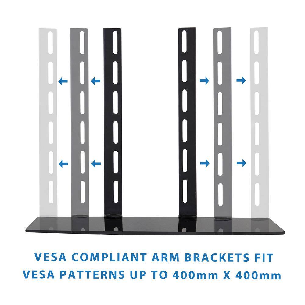 mount-it! AV Component Shelf for Wall Mounted TV 1 Tempered Glass Shelves MI-8401