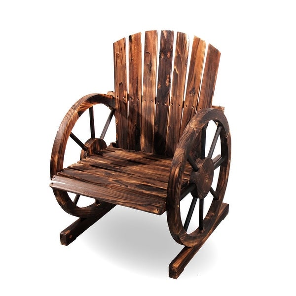 Wooden Wagon Wheel Chair - Outdoor Patio Furniture Wood Adirondack Chair - Burnt Finish? - Overstock - 37866061