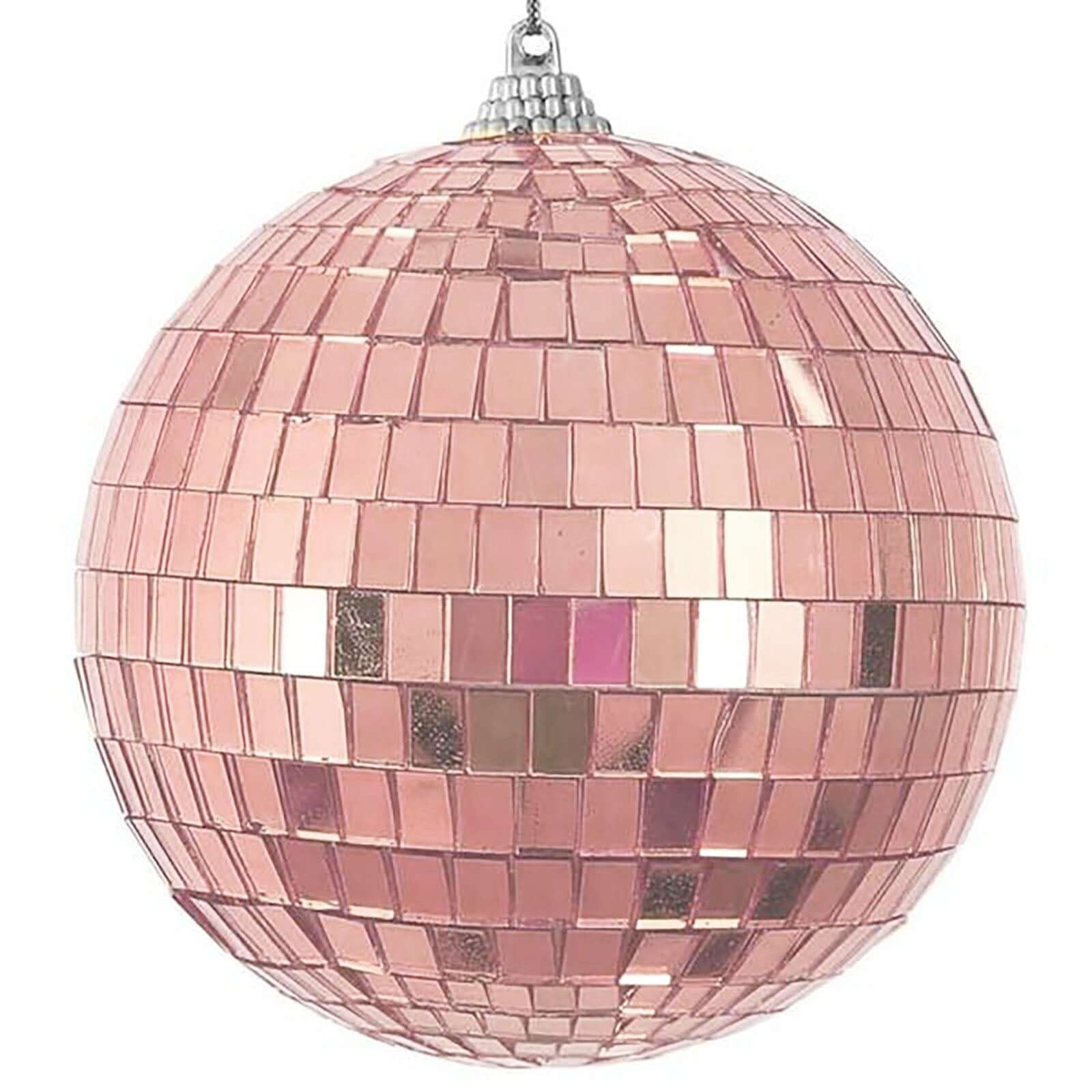 4 Pack Rose Gold Foam Disco Mirror Ball With Hanging Strings, Holiday Christmas Ornaments 6