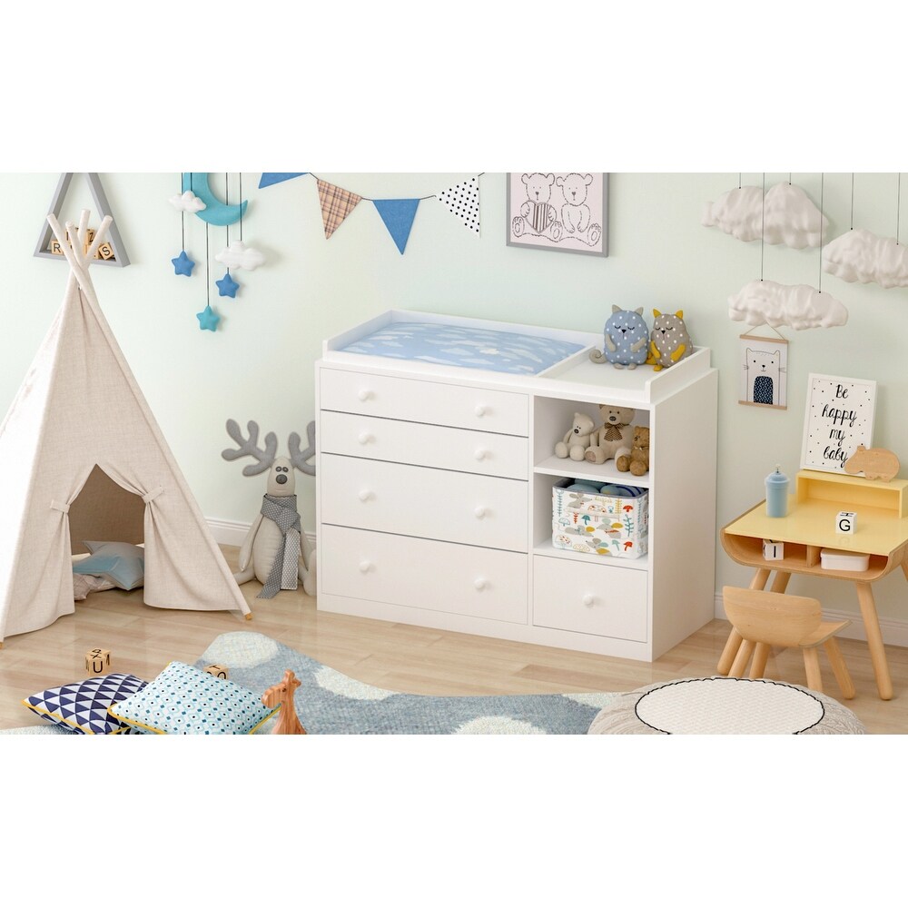 Kerrogee 5 Drawer Dresser with Baby Changing Table   White