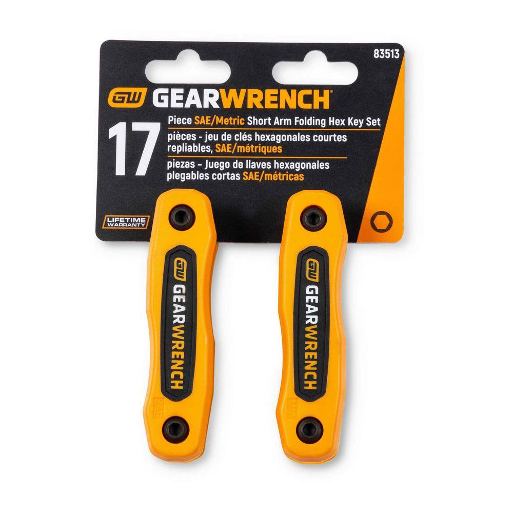 GEARWRENCH SAE  Metric Short Arm Folding Hex Key Set (17-Piece) 83513