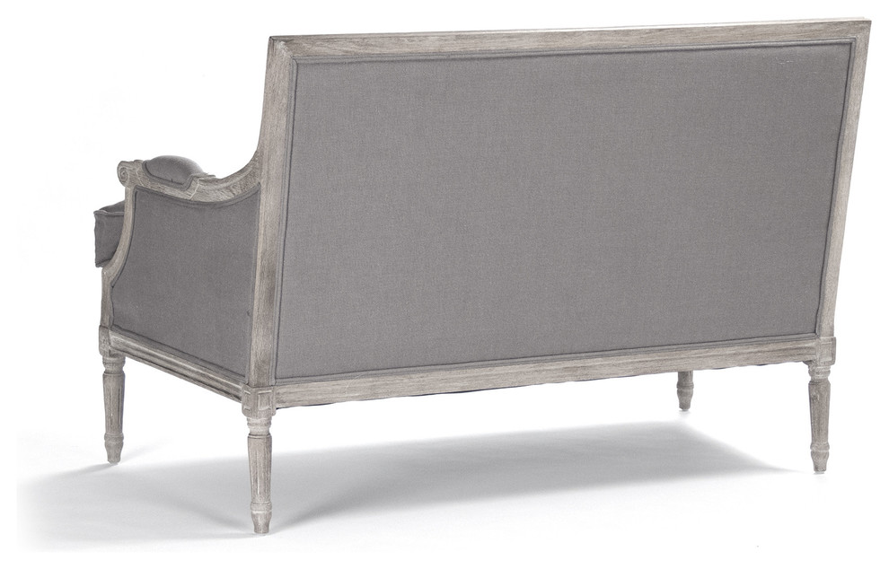 Louis Settee  Gray Linen   Traditional   Loveseats   by Nook  ampCottage  Houzz