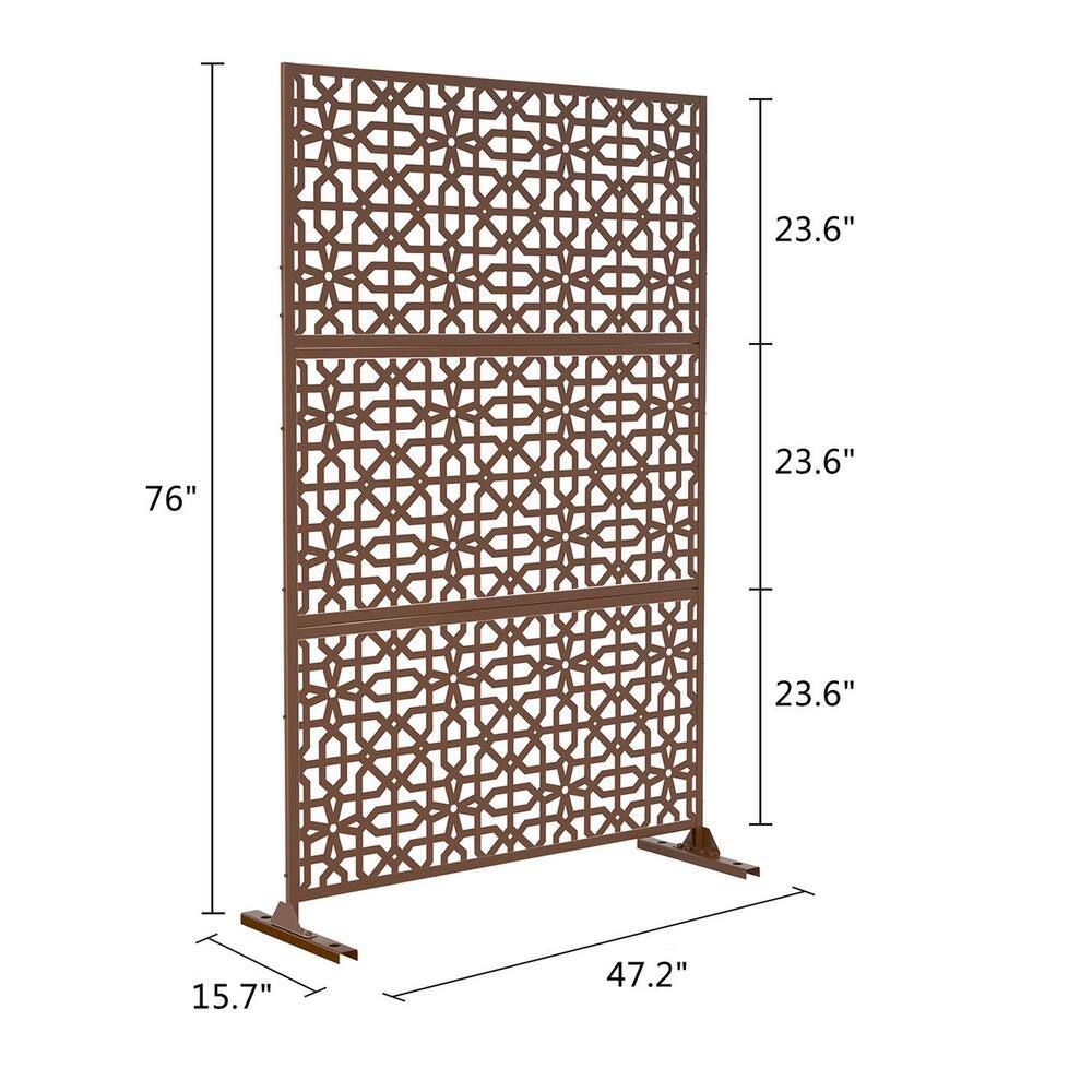 6.5 ft. H x 4 ft. W Laser Cut Metal Privacy Screen in Brown XZ525BZ117