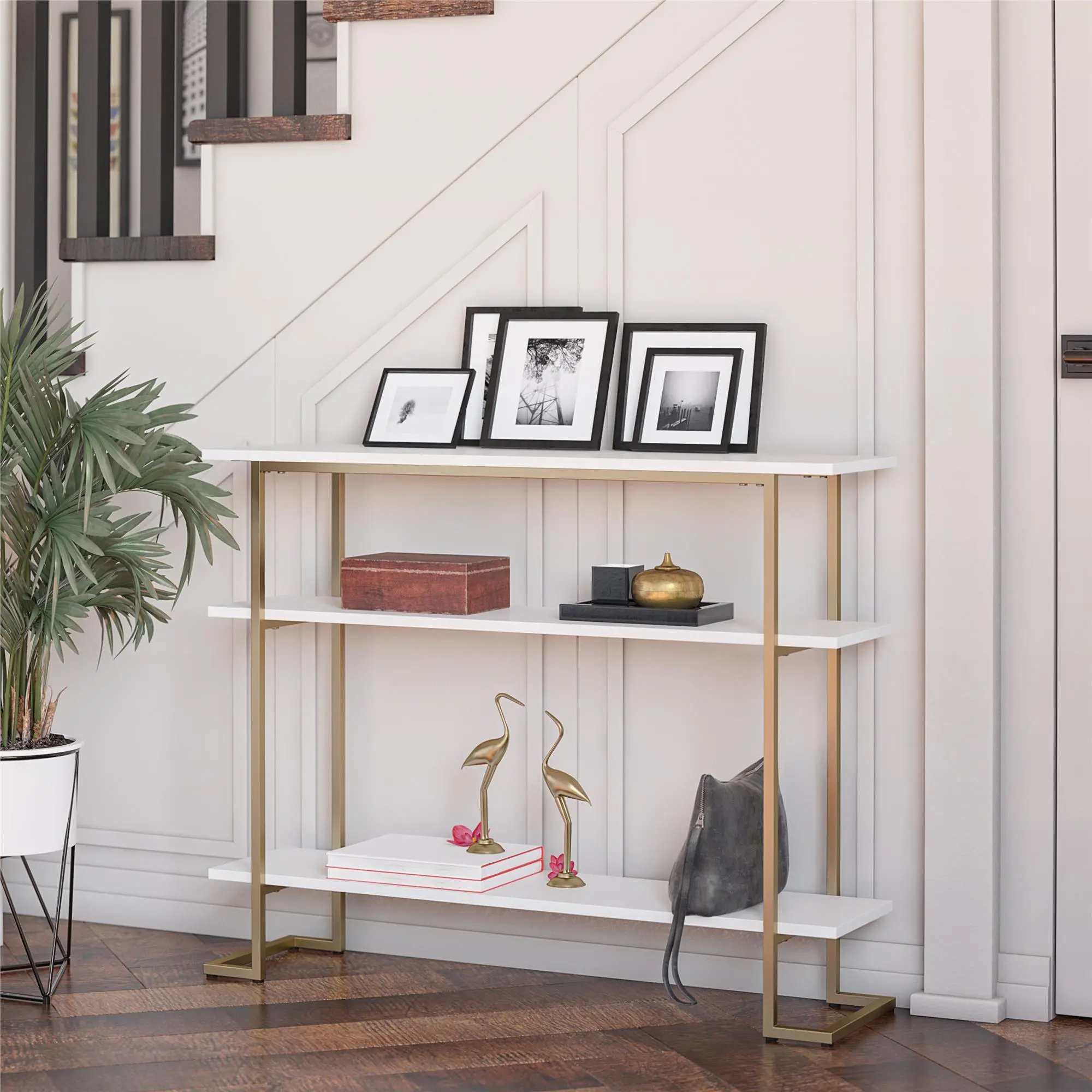 Serenity White and Gold Sofa Table