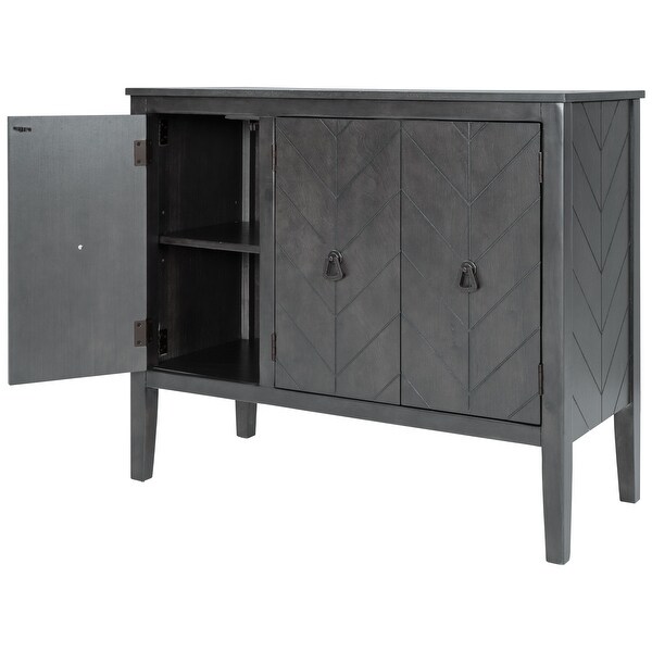 Grey Wooden Storage Cabinet Entryway Table with Adjustable Shelf