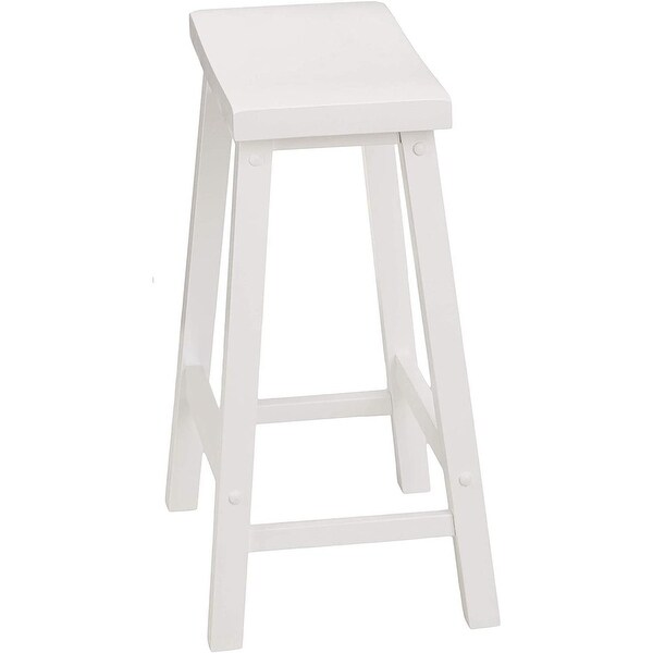 PJ Wood Classic Saddle-Seat 24In Tall Kitchen Counter Stools， White， Set of 2 - 24.2