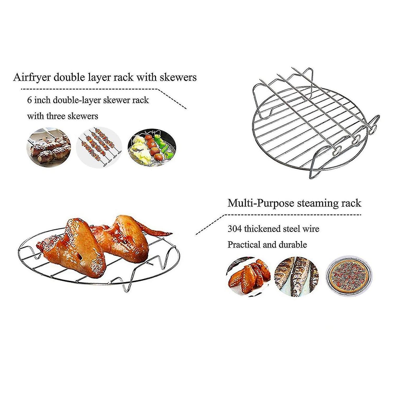 4 Pcs Air Fryer Accessories 6 Inch Fit For Airfryer 2.3-3.2qt Baking Basket Pizza Plate Grill Pot K