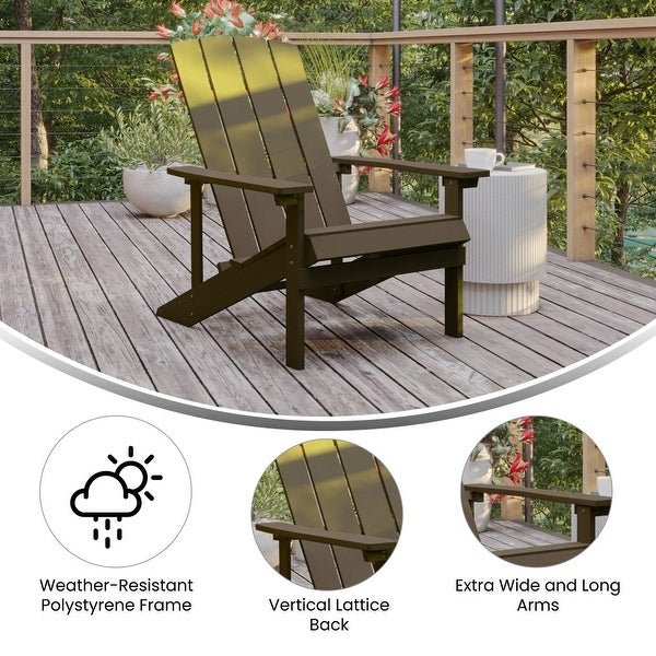 2 Pack Vertical Lattice Back All-Weather Poly Resin Adirondack Chairs - Overstock - 37772949