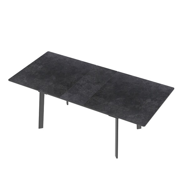 Large Extendable Kitchen Slate Dining Table Rectangular and Metal Legs