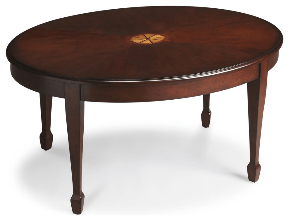 38 quotDark Brown And Brown Oval Coffee Table   Coffee Tables   by HomeRoots  Houzz