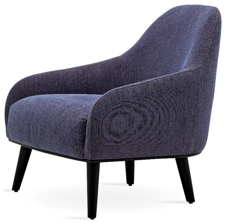 Enza Home Giorno Wood  ampPolyester Fabric Armchair in Blue/Black   Midcentury   Armchairs And Accent Chairs   by Homesquare  Houzz