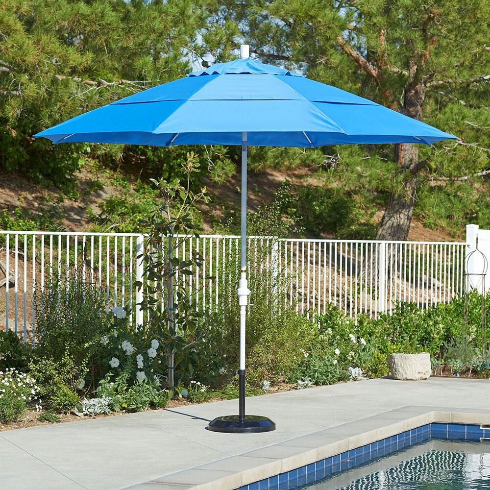 California Umbrella 11 Ft. Octagonal Aluminum Collar Tilt Patio Umbrella W/ Crank Lift and Fiberglass Ribs