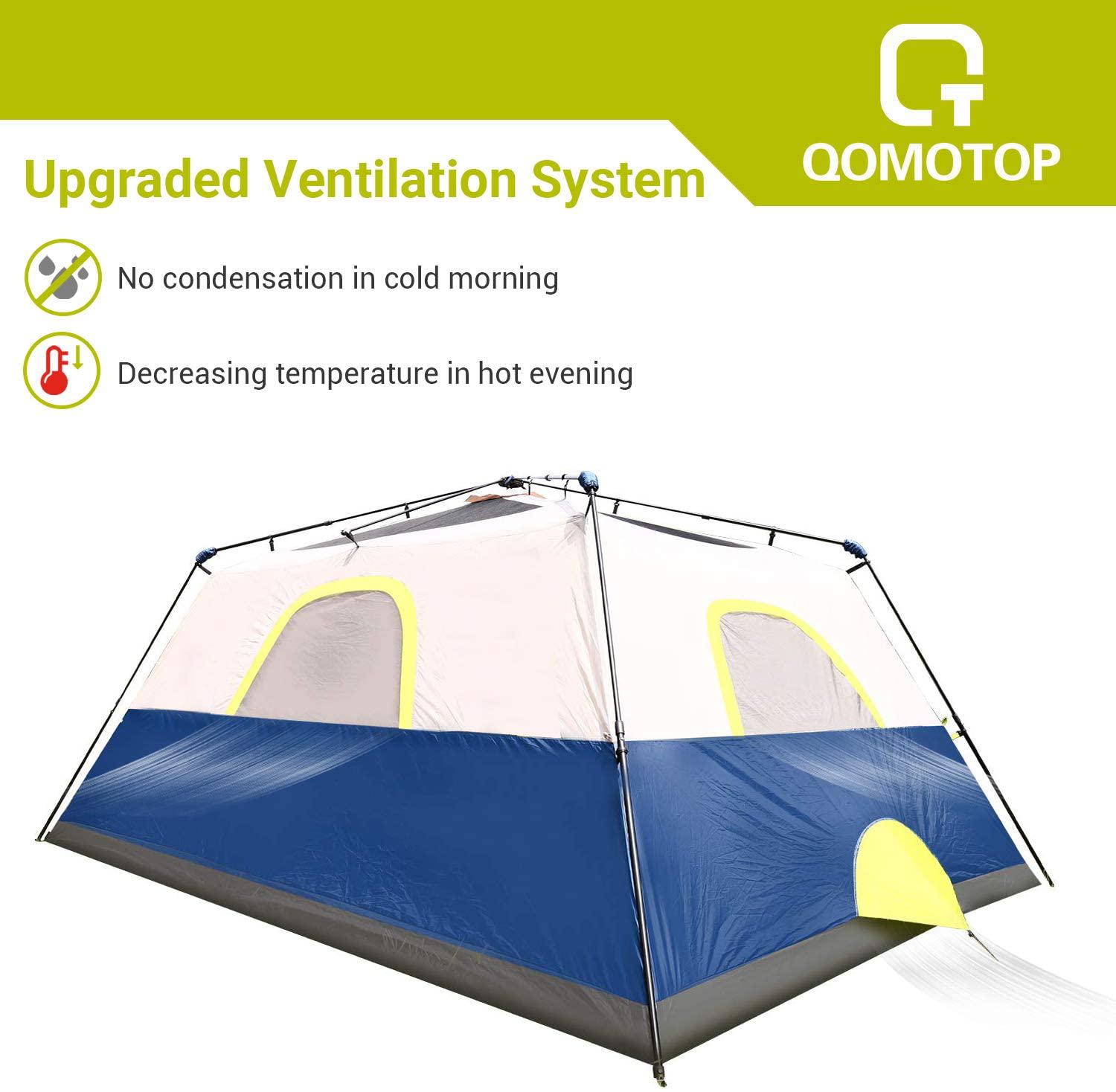 QOMOTOP 8 Person Camping Instant Tent 60 Seconds Set up Waterproof Tent Blue  Crowdfused