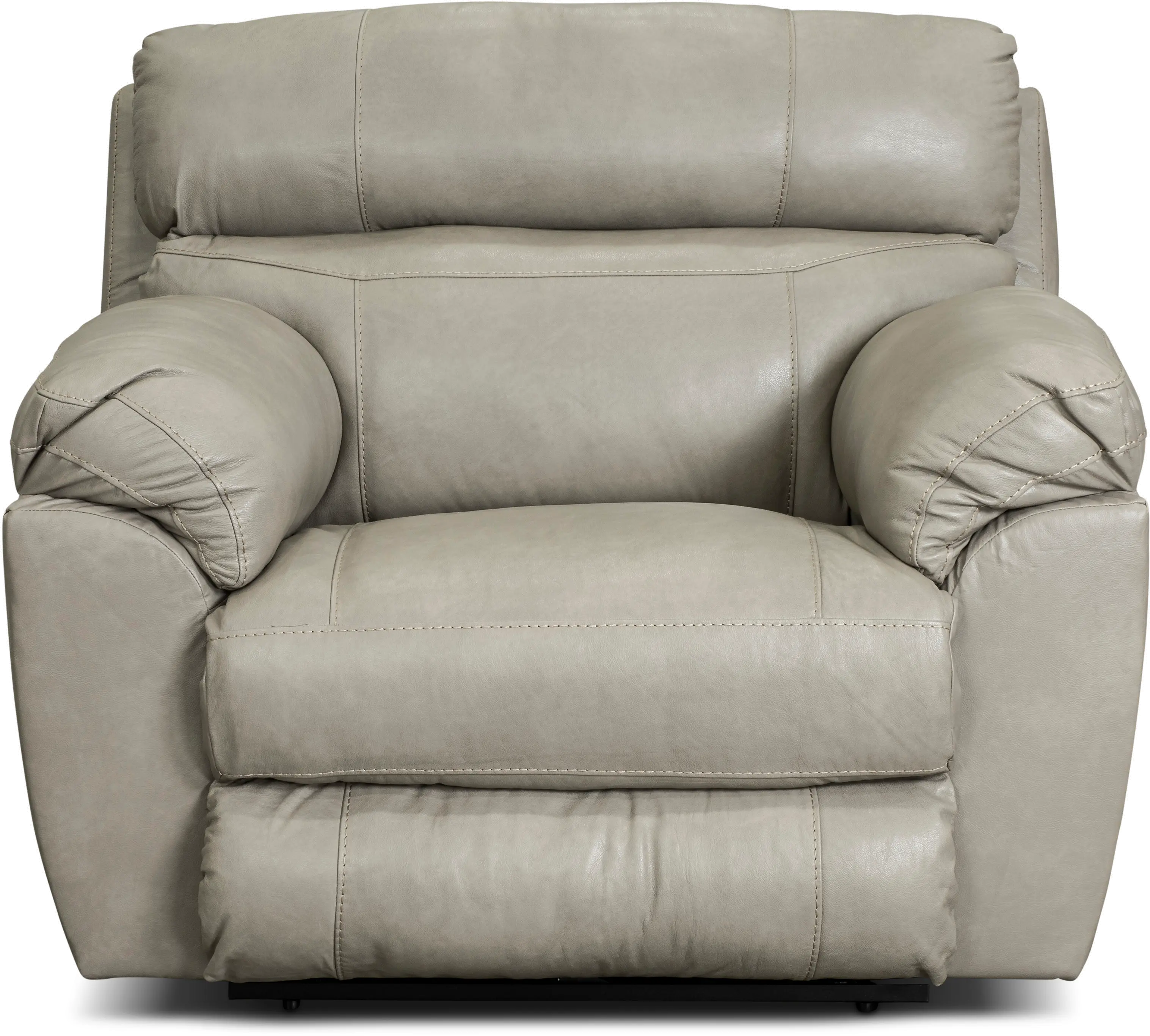 Costa Putty Beige Leather Lay-Flat Power Recliner