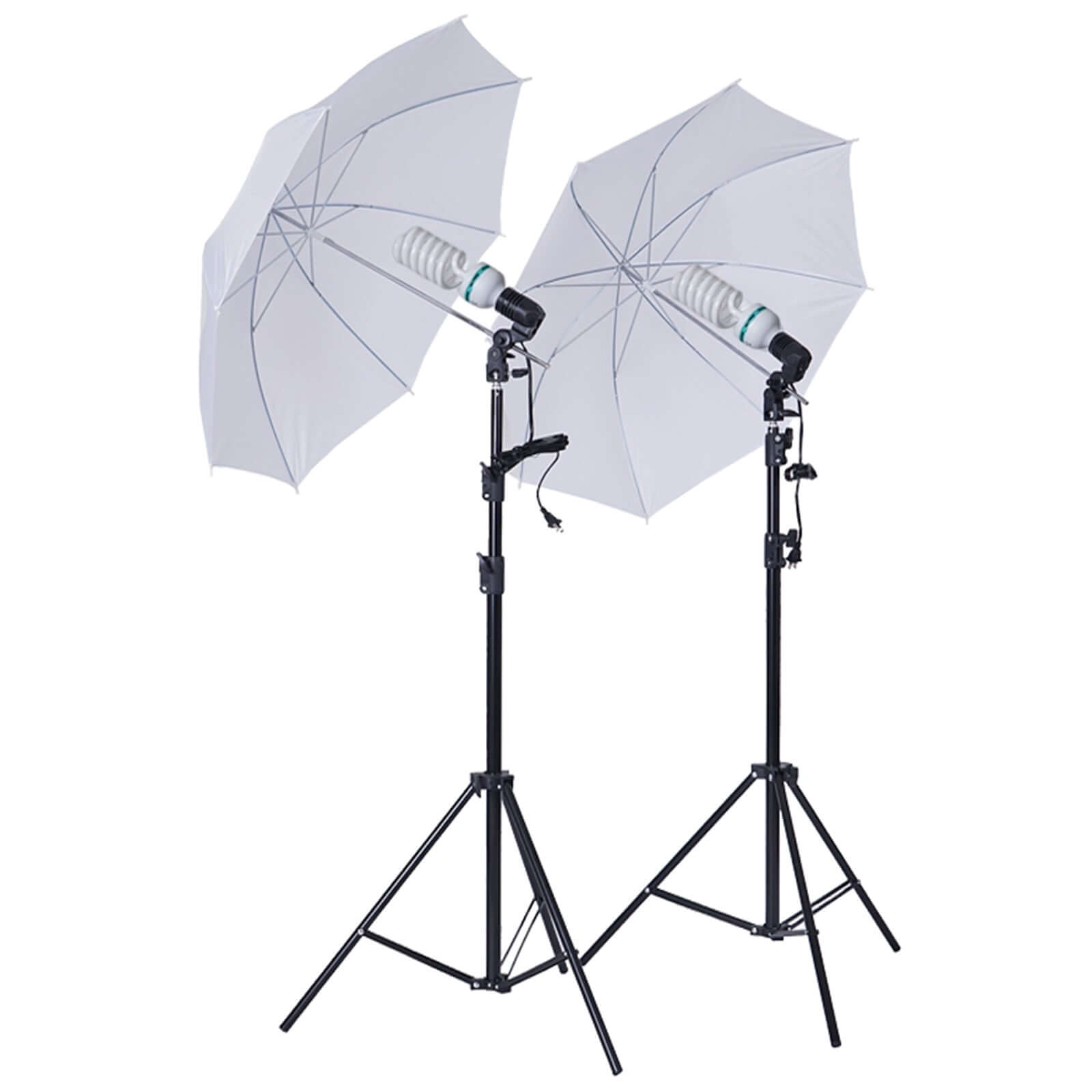 White Umbrella Continuous Lighting Photo Video Studio Kit With Soft Box Reflectors and Muslin Chromakey Backgrounds 1200W