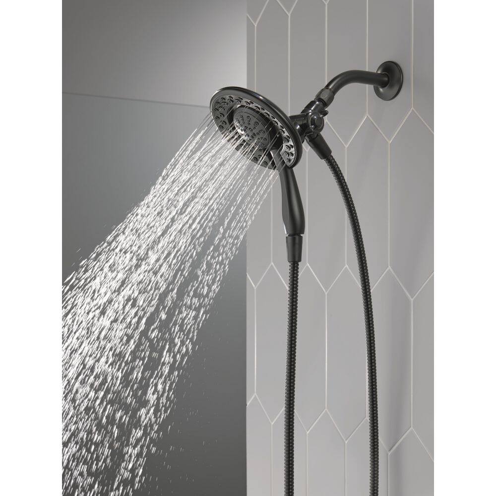 Delta In2ition 4-Spray Patterns 1.75 GPM 6.13 in. Wall Mount Dual Shower Heads in Matte Black 75486CBL