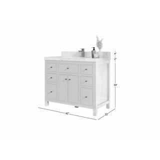 Willow Collections Sonoma 42 in. W x 22 in. D x 36 in. H Bath Vanity in Pewter Green with 2